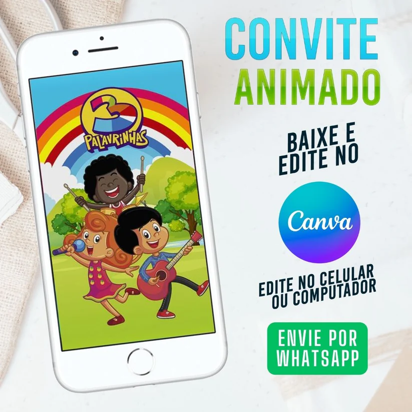 3 Palavrinhas Convite Musical Cantado e animado em vídeo - Festa Infantil Inesquecível