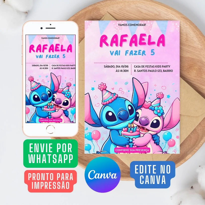Convite Lilo & Stitch Amizade Eterna